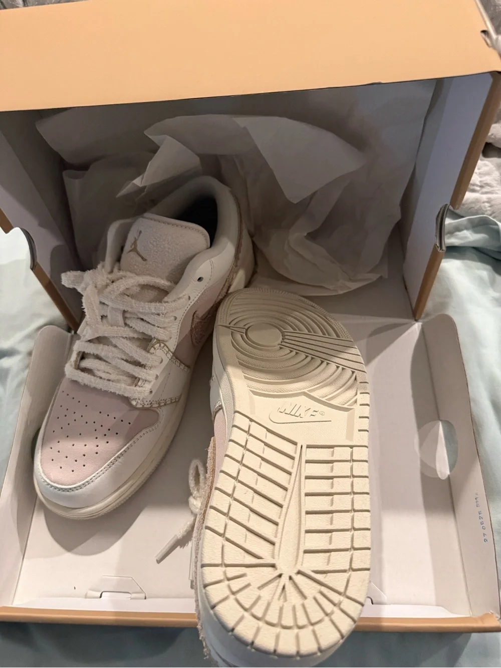 Jordan Women’s Low-Top Sneakers in White and Taupe